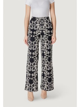 ICHI ICHI Spodnie damskie IHKATE PRINT WIDE PA5 Czarny Wide Fit