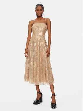 Rinascimento Rinascimento Cocktail obleka CFC0120098003 Zlata Regular Fit