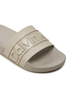 Calvin Klein Natikači Slide Tpu Saffiano HW0HW02107 Écru