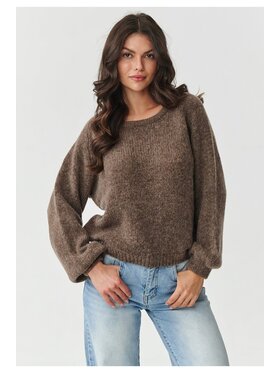 Makadamia Makadamia Sweter S168 Brązowy Boxy Fit