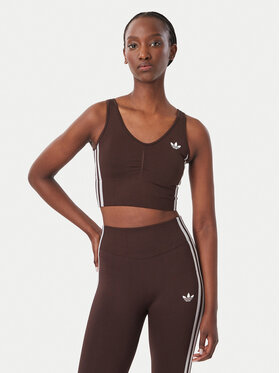 adidas adidas Biustonosz sportowy Essentials 3 Stripes Seamless Bralette KZ4107 Brązowy