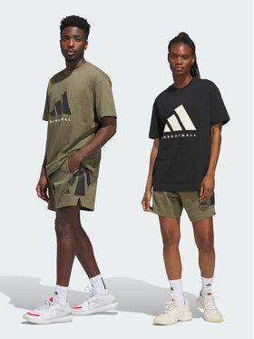 adidas adidas Szorty sportowe Basketball Zielony Loose Fit