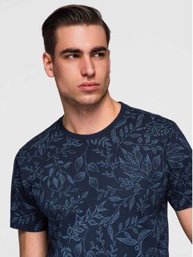 Ombre Ombre T-Shirt OM-TSFP-0262 Granatowy Regular Fit