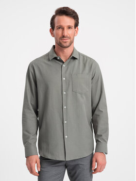 Ombre Ombre Koszula OM-SHCS-0148 Khaki Regular Fit