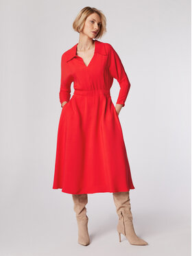 Simple Simple Φόρεμα καθημερινό SUD517-02 Κόκκινο Regular Fit