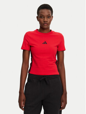 adidas adidas Tricou Essentials 3-Stripes JE1242 Roșu Slim Fit