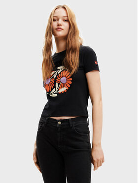 Desigual Desigual Tricou Elda 22WWTK41 Negru Regular Fit