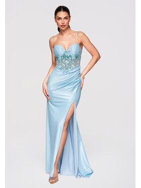 Ombre Ombre Sukienka wieczorowa LA-OM-DLR332 Niebieski Slim Fit