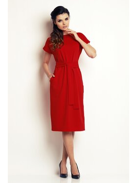 Awama Awama Sukienka letnia A142 Czerwony Basic Fit