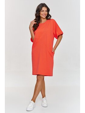 Makadamia Makadamia Sukienka codzienna M864 Koralowy Comfortable Fit