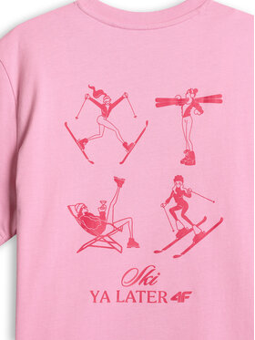 4F 4F T-Shirt WINTER CLUB Różowy jasny Loose Fit