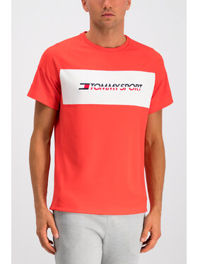 Tommy Sport Marškinėliai Mesh Sleeve S20S200199 Raudona Regular Fit