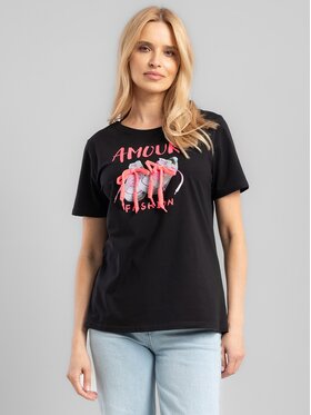Perso Perso T-Shirt TCE245410F Czarny Regular Fit