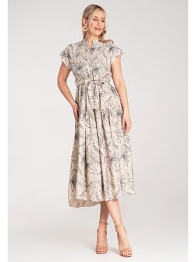 FIGL FIGL Koktejlové šaty M1180 Béžová A-Line Fit