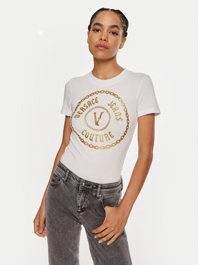Versace Jeans Couture Versace Jeans Couture Marškinėliai 77HAHT02 CJ03T Balta Slim Fit