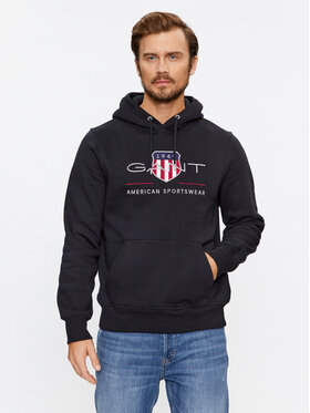 Gant Gant Džemperis ar kapuci Reg Archive Shield Hoodie 2047082 Melns Regular Fit