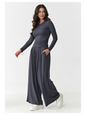 Makadamia Makadamia Komplet bluzka i spodnie M892 Szary Loose Fit