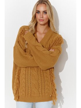 Makadamia Makadamia Sweter S135 Żółty Over Fit