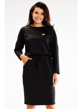 Awama Awama Sukienka dzianinowa A606 Czarny Basic Fit