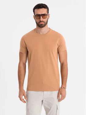 Ombre Ombre T-Shirt OM-TSBS-0236 Brązowy Regular Fit