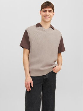 Jack&Jones Jack&Jones Megztinis Rib 12241167 Smėlio Regular Fit