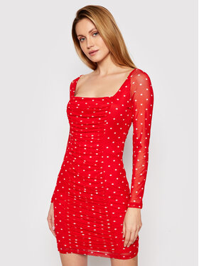 Guess Guess Sukienka koktajlowa Draped W1GK98 K2X51 Czerwony Slim Fit