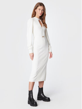 TWINSET TWINSET Sukienka dzianinowa 222TT3192 Biały Slim Fit