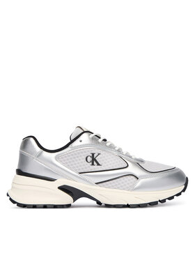 Calvin Klein Calvin Klein Sneakersy Hike Runner Laceup Mesh Mix Met YM0YM01402 Srebrny