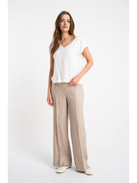 CLICK CLICK Kalhoty z materiálu 30-362 Tmavě béžová Comfortable Fit