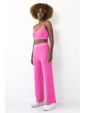 Fobya Fobya Spodnie dzianinowe F2031 Różowy Basic Fit
