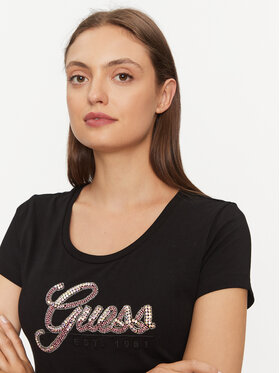 Guess T-shirt W3YI36 J1314 Crna Slim Fit