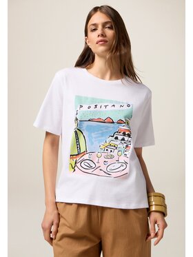 Oltre Oltre T-Shirt G00FJ004341N011 Biały Regular Fit