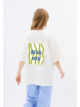 Mirons Mirons T-Shirt Print Biały Oversize
