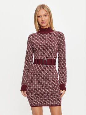 Guess Guess Džemper haljina Lise W4BK43 Z37K0 Tamnocrvena Regular Fit