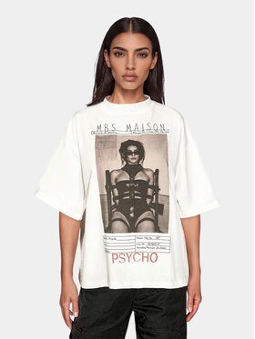 MADE BY SOCIETY MADE BY SOCIETY T-Shirt PSYCHO - T27884 Biały Basic Fit