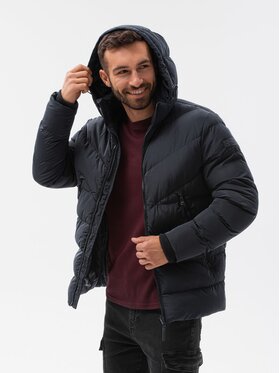 Ombre Ombre Vatovaná bunda OM-JAHP-0127 Černá Regular Fit
