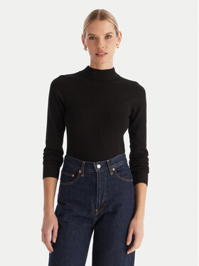 ACCESS FASHION ACCESS FASHION Bluză cu gât 54-8074 Negru Slim Fit