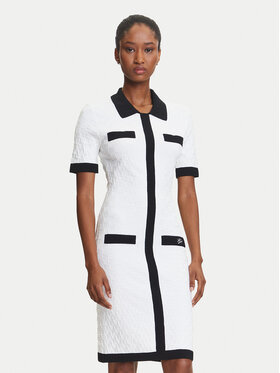 KARL LAGERFELD KARL LAGERFELD Sukienka dzianinowa A3W13036 Écru Slim Fit