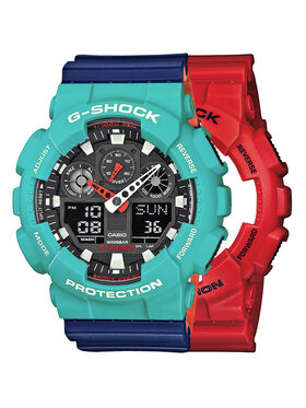 Casio Casio Zegarek SET GA-100B-4AER + BEZEL 10410475 + PASEK 10527467 Niebieski
