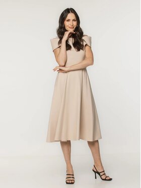 Willsoor Willsoor Sukienka koktajlowa 67957 Beżowy A-Line Fit