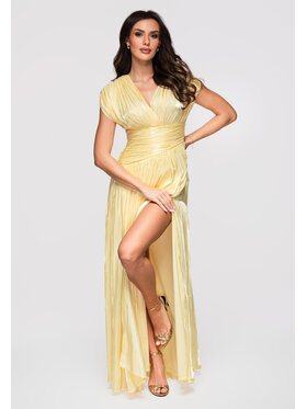 Ombre Ombre Sukienka wieczorowa LA-OM-DLR363 Żółty Regular Fit