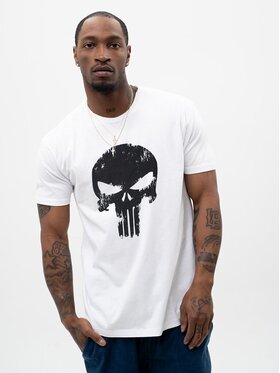 Marvel Marvel T-Shirt Koszulka Z Krótkim Rękawem Męska Biała Marvel Comics Punisher Crushed Logo 3XL Biały Regular Fit
