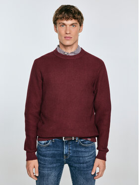 BIG STAR BIG STAR Sweter CARLO Bordowy Basic Fit