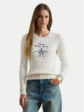 LAUREN RALPH LAUREN LAUREN RALPH LAUREN Sweter 200P03508003 Biały Slim Fit