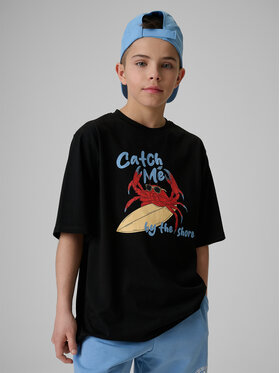 4F 4F T-Shirt WAVE RIDERS CLUB Czarny Loose Fit