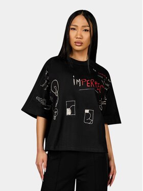 MADE BY SOCIETY MADE BY SOCIETY T-Shirt Tricou SYSTEM SHIFT - T27118 Czarny Basic Fit