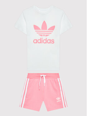 adidas adidas Komplet t-shirt i szorty sportowe adicolor HK2969 Biały Regular Fit