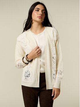 Oltre Oltre Cardigan M521J005775N011 Bianco Regular Fit