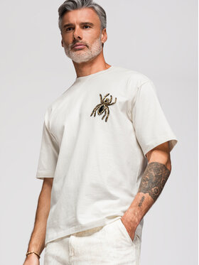 Ombre Ombre T-Shirt OM-TSCT-0277 Biały Loose Fit