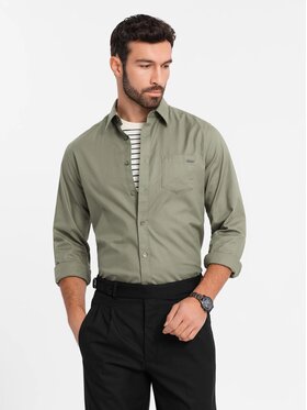 Ombre Ombre Koszula OM-SHCS-0147 Khaki Regular Fit